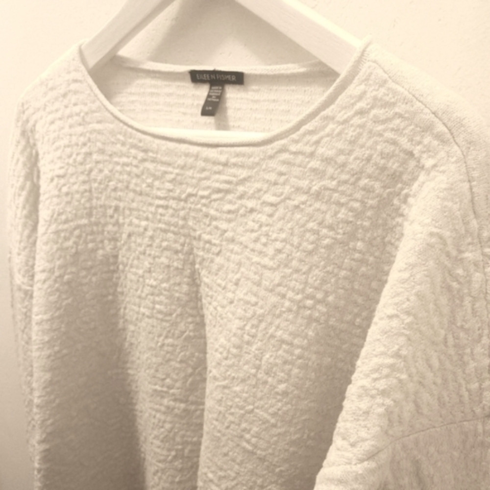 Eileen Fisher | Organic Linen-Blend Crew Neck Sweater - Picture 5 of 10